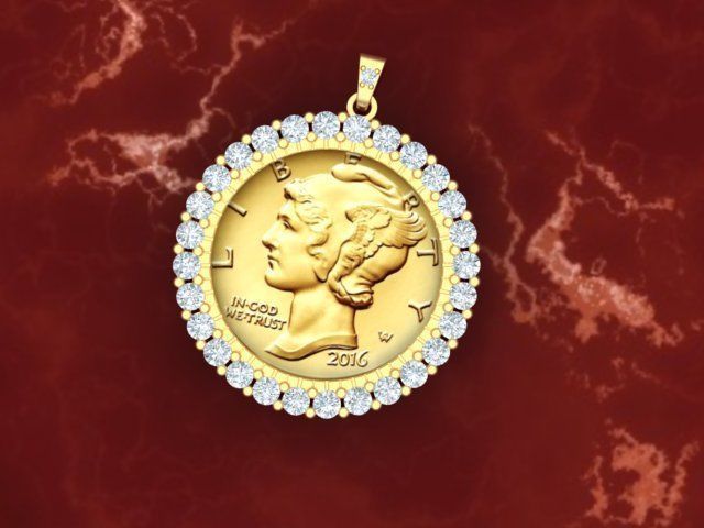 Coin Frame for Dime 3D print model_10