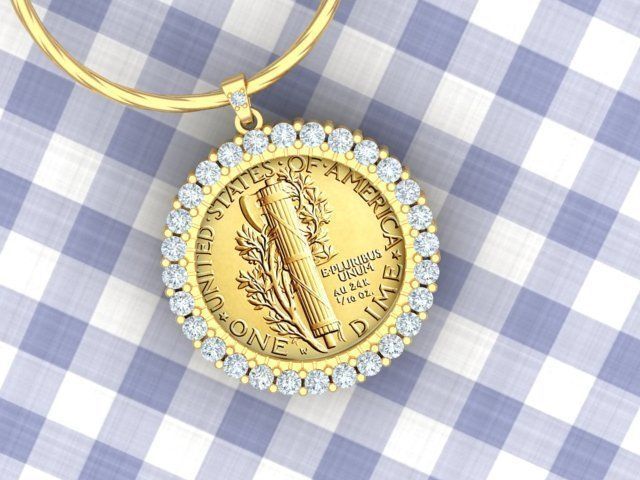 Coin Frame for Dime 3D print model_5