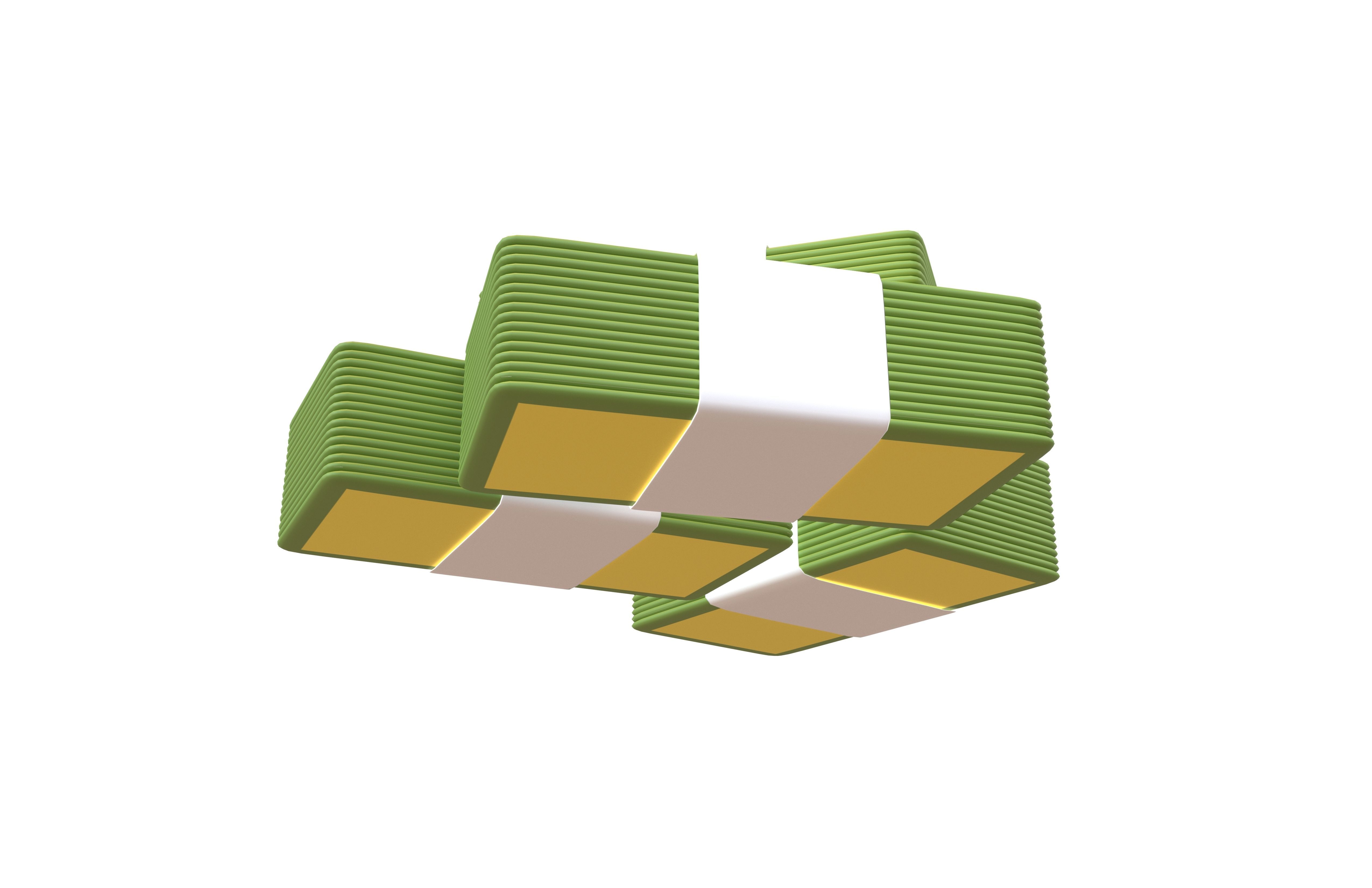 Bundles Of Cartoon Money V2 003 Low-poly 3D model_3