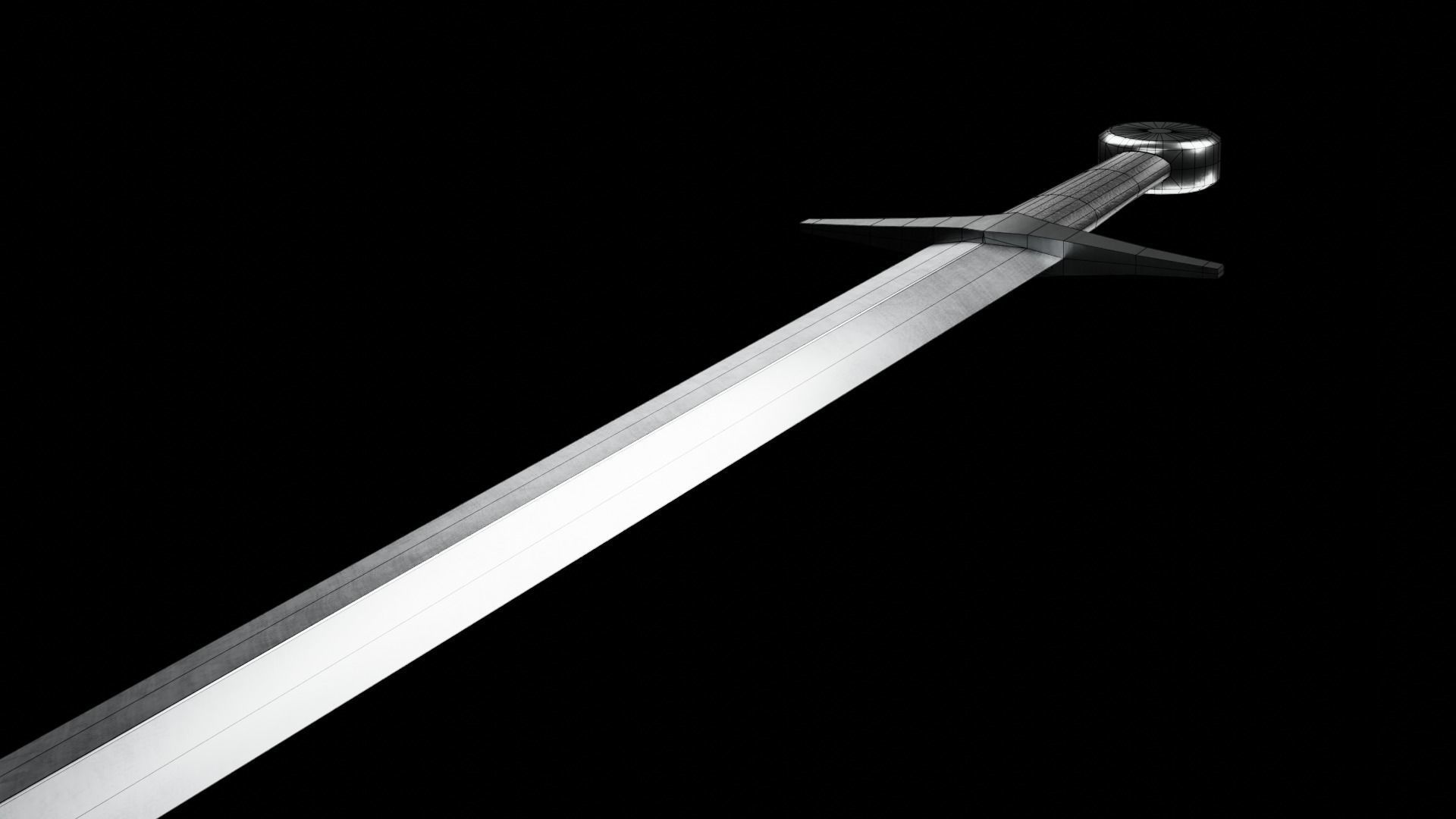 Low poly medieval sword Low-poly 3D model_3