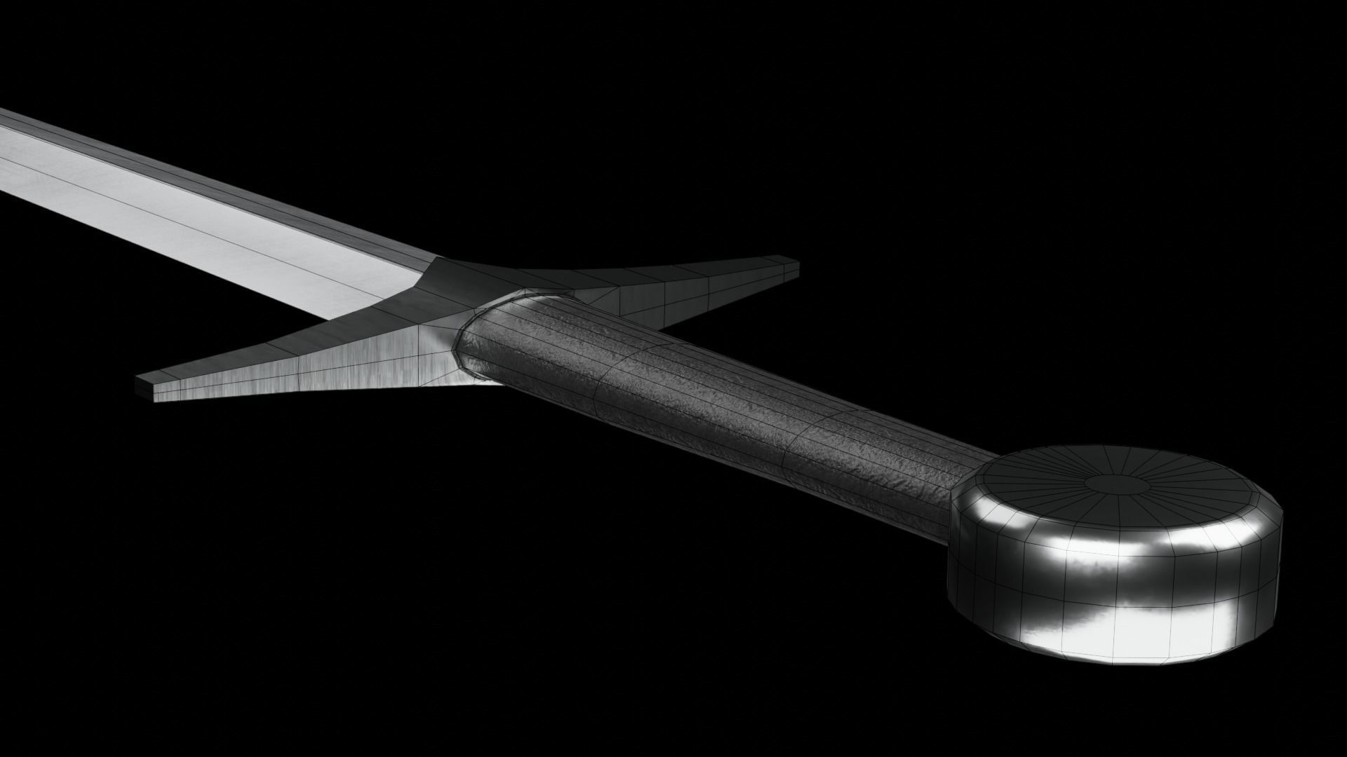 Low poly medieval sword Low-poly 3D model_4