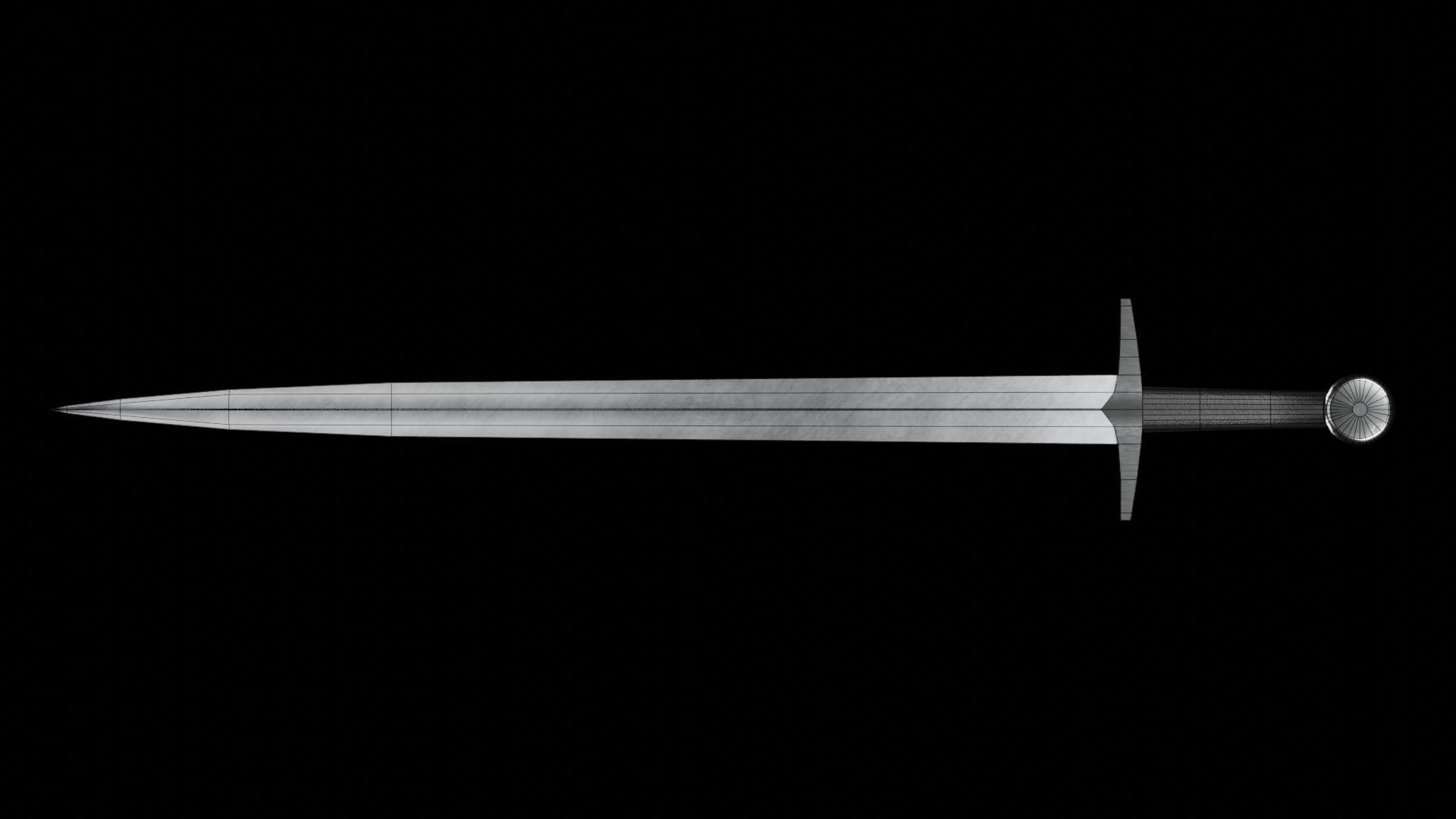 Low poly medieval sword Low-poly 3D model_5