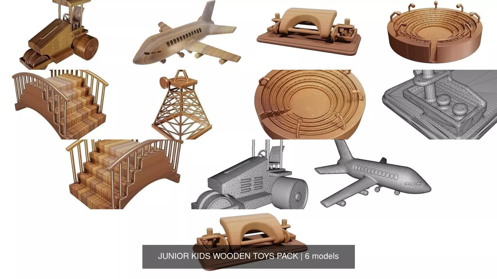 JUNIOR KIDS WOODEN TOYS PACK 3D Model Collection_0