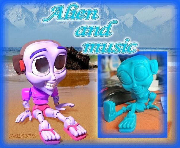 Alien y musica 3D print model