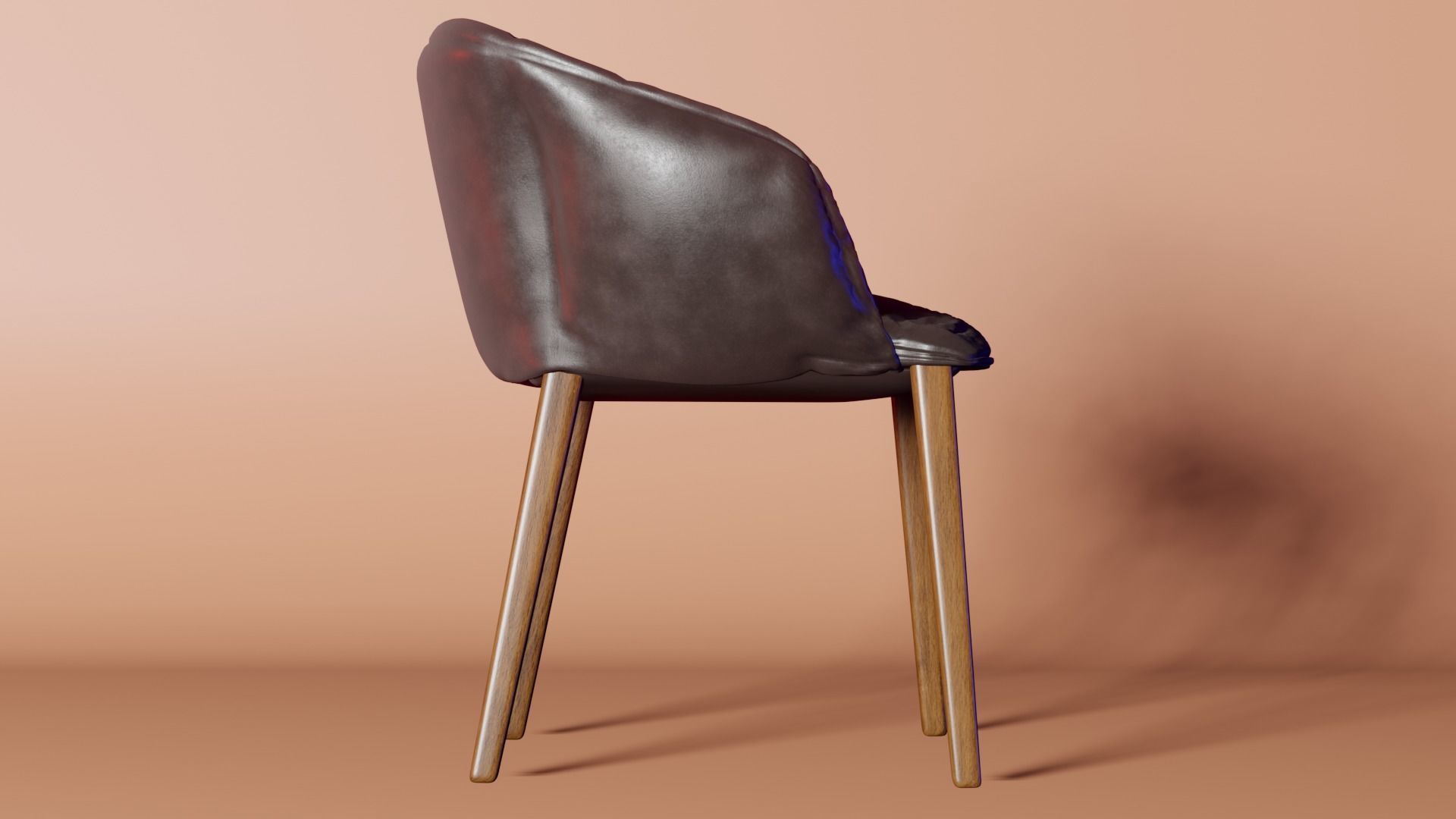 Chair 3d model leather with wooden legs 3D model_1