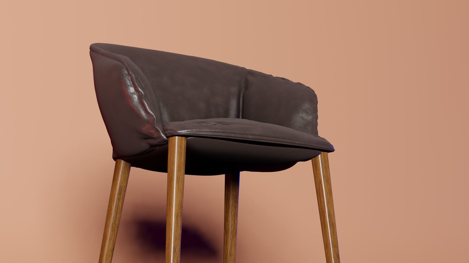 Chair 3d model leather with wooden legs 3D model_4