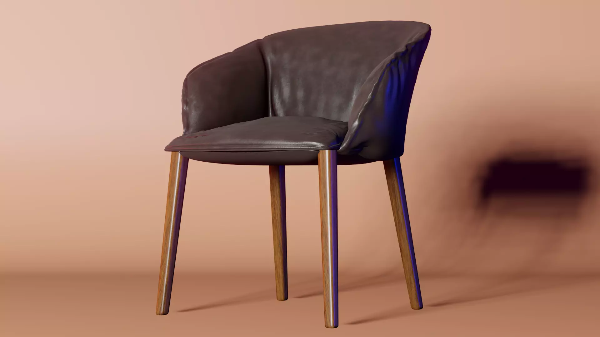 Chair 3d model leather with wooden legs 3D model_0