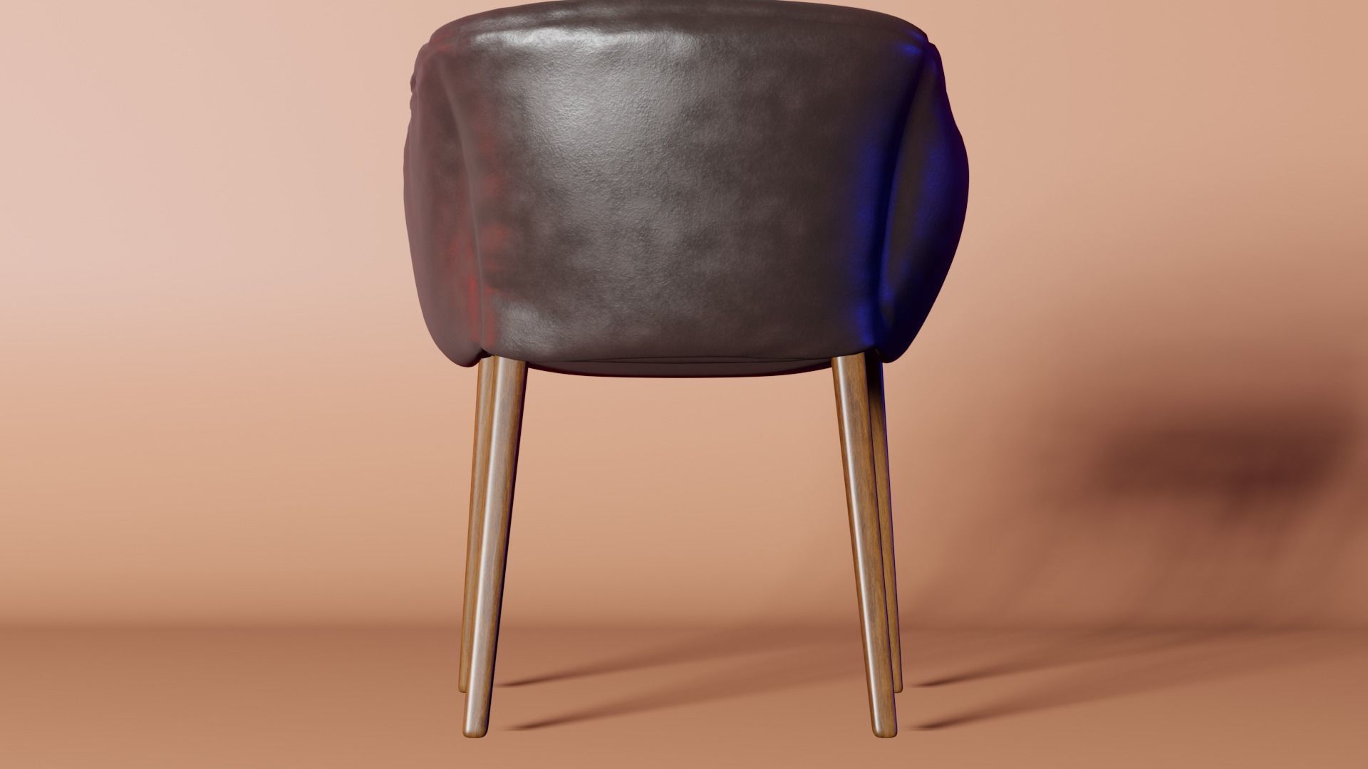 Chair 3d model leather with wooden legs 3D model_2