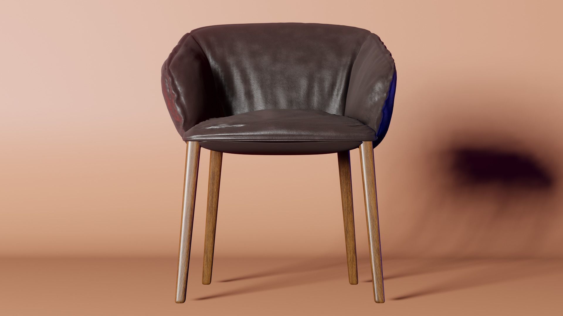 Chair 3d model leather with wooden legs 3D model_3