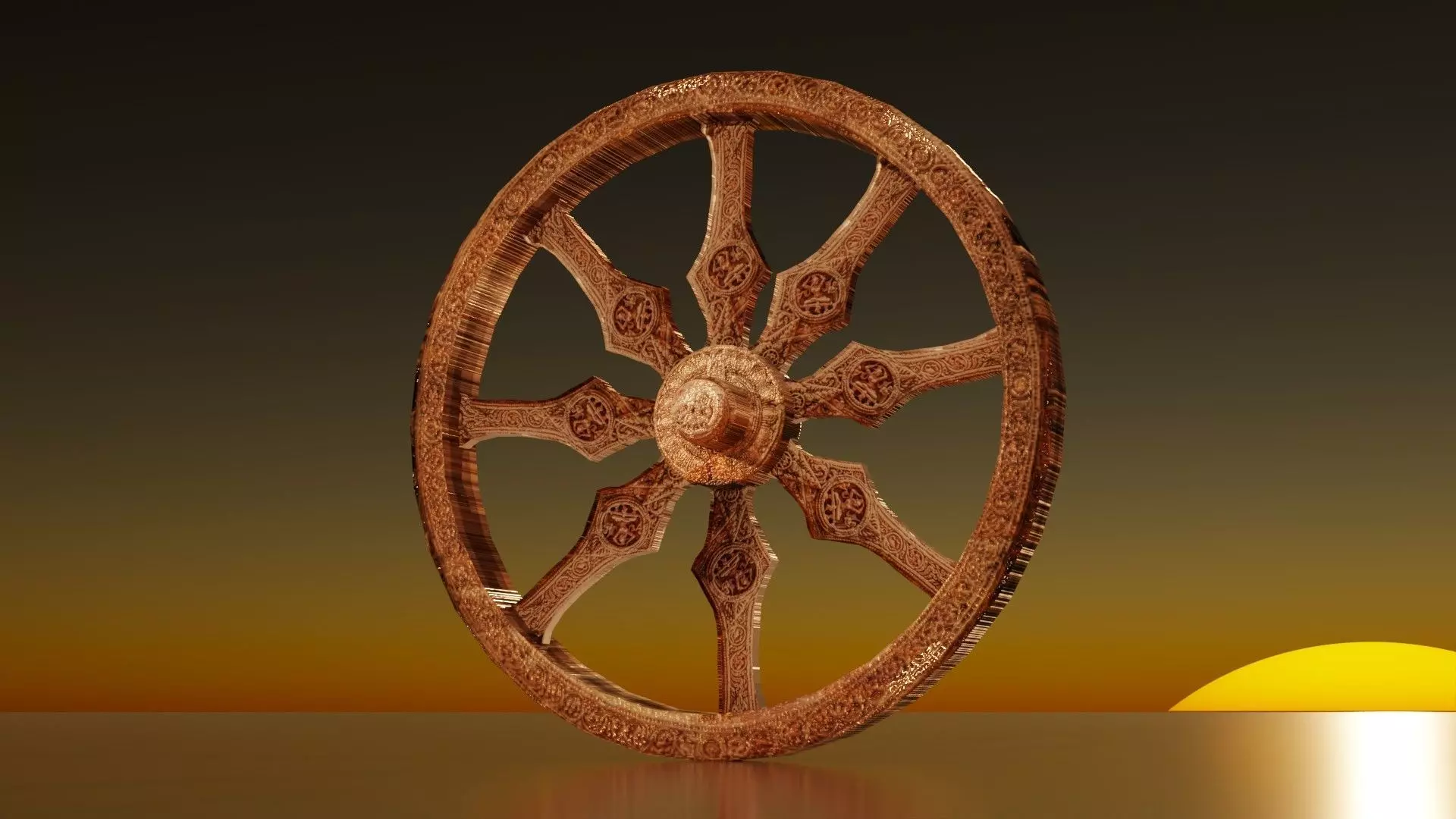 Konark Sun Temple chariot wheel Low-poly 3D model_0