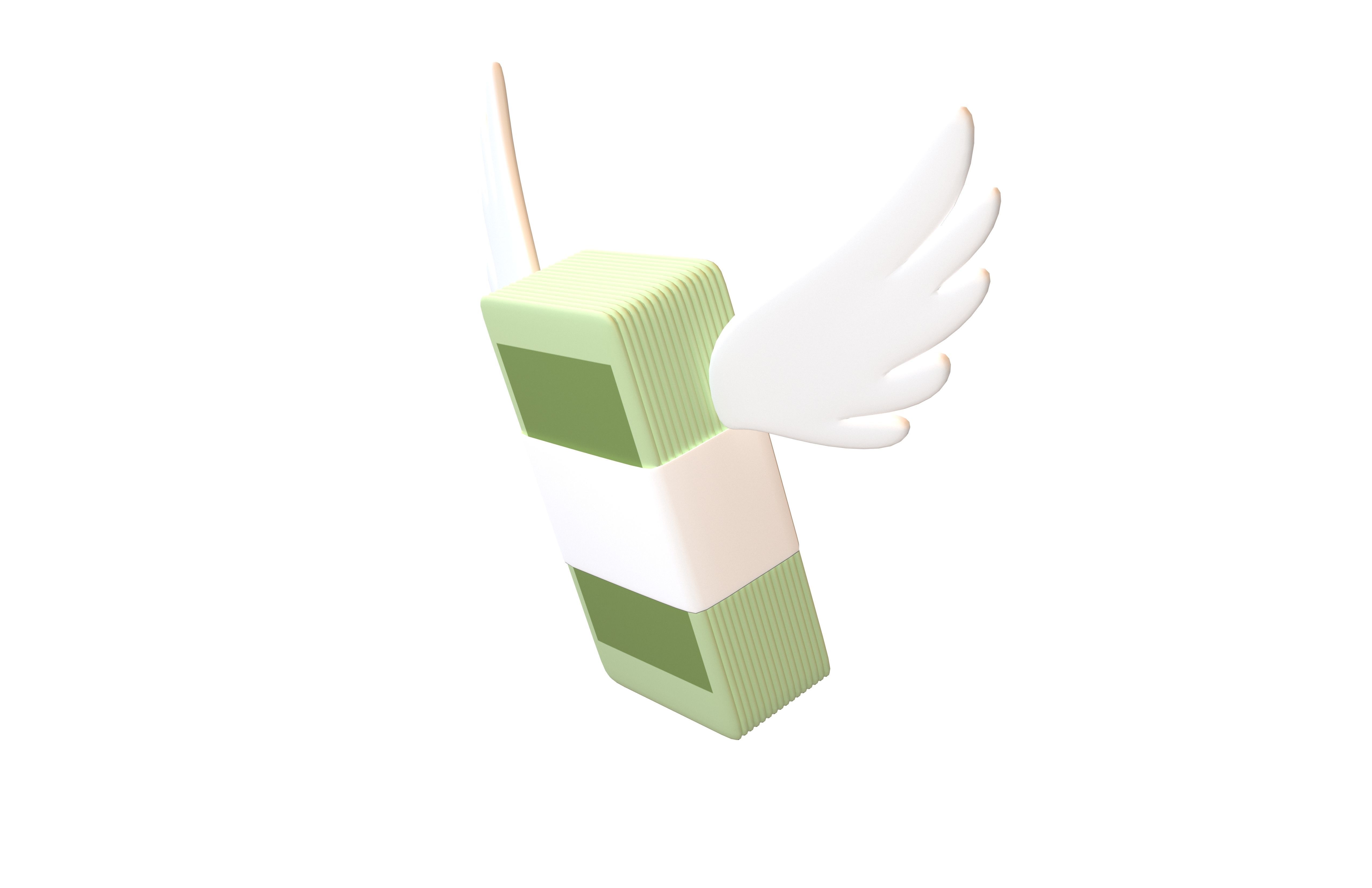 Cartoon Money With Wing V1 001 Low-poly 3D model_2