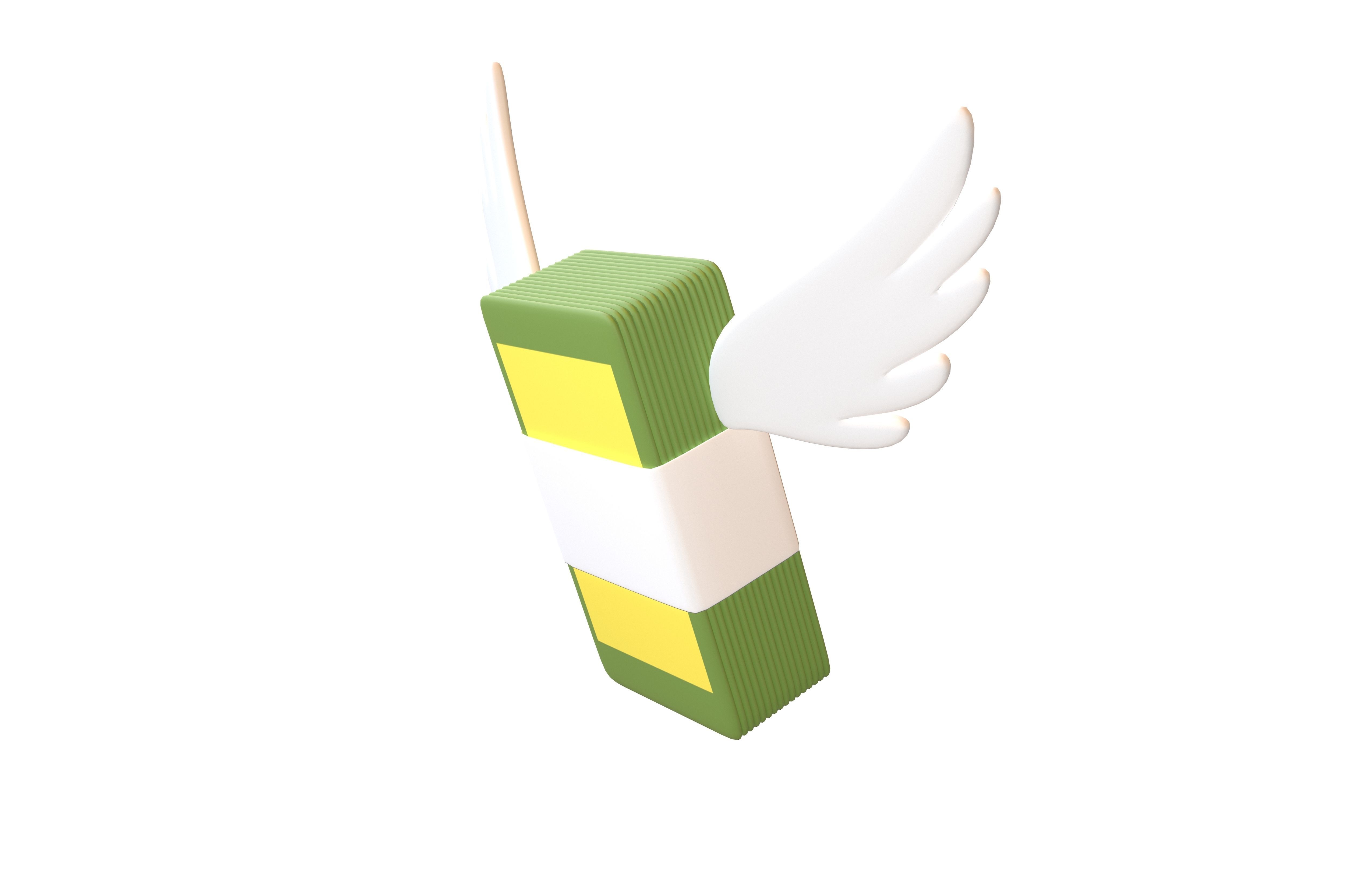 Cartoon Money With Wing V1 003 Low-poly 3D model_2