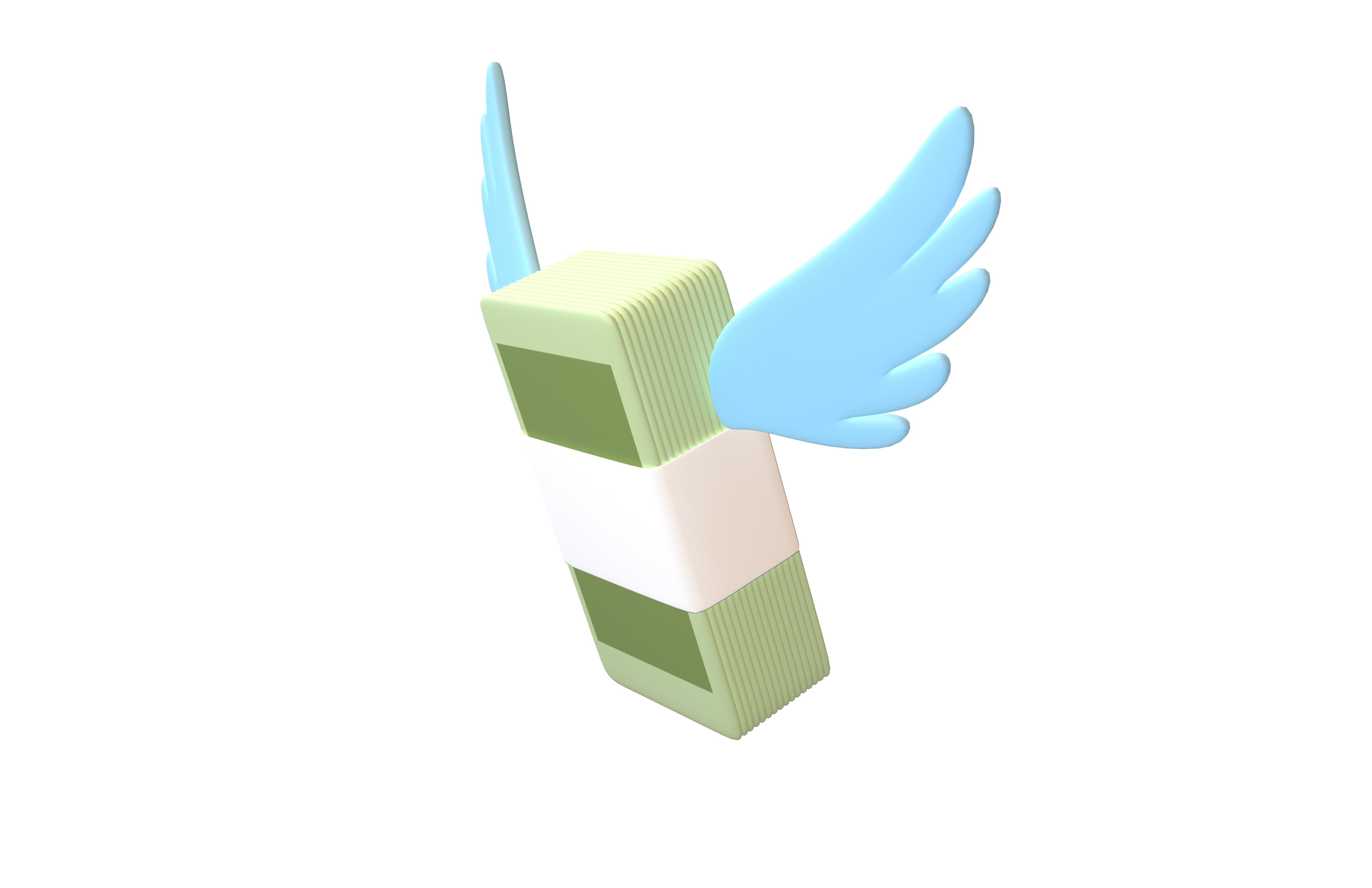 Cartoon Money With Wing V1 004 Low-poly 3D model_3
