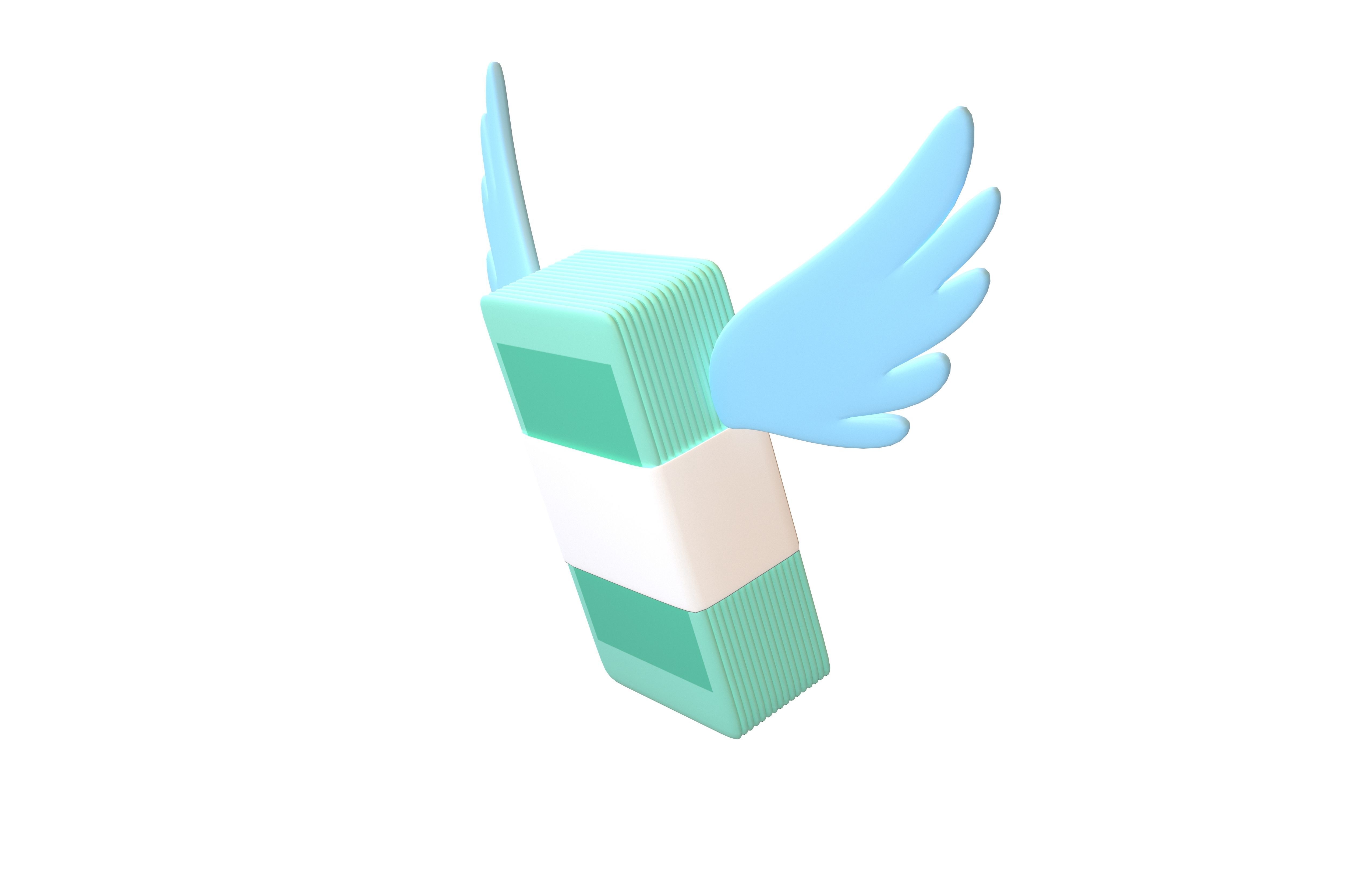 Cartoon Money With Wing V1 005 Low-poly 3D model_2