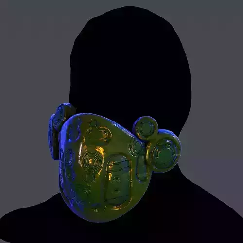 Gas mask helmet scifi Low-poly character art game space Low-poly