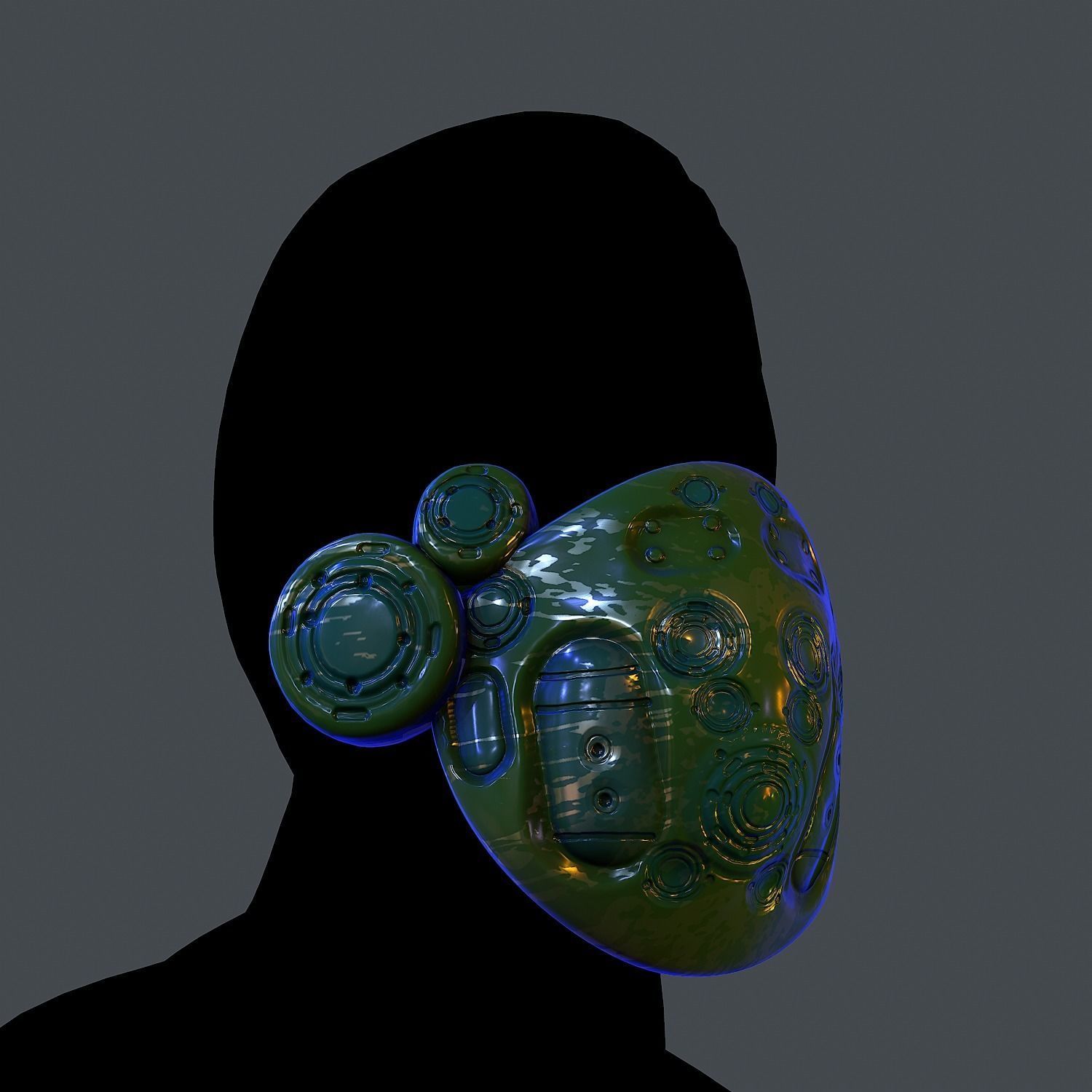 Gas mask helmet scifi Low-poly character art game space Low-poly Low-poly 3D model_3