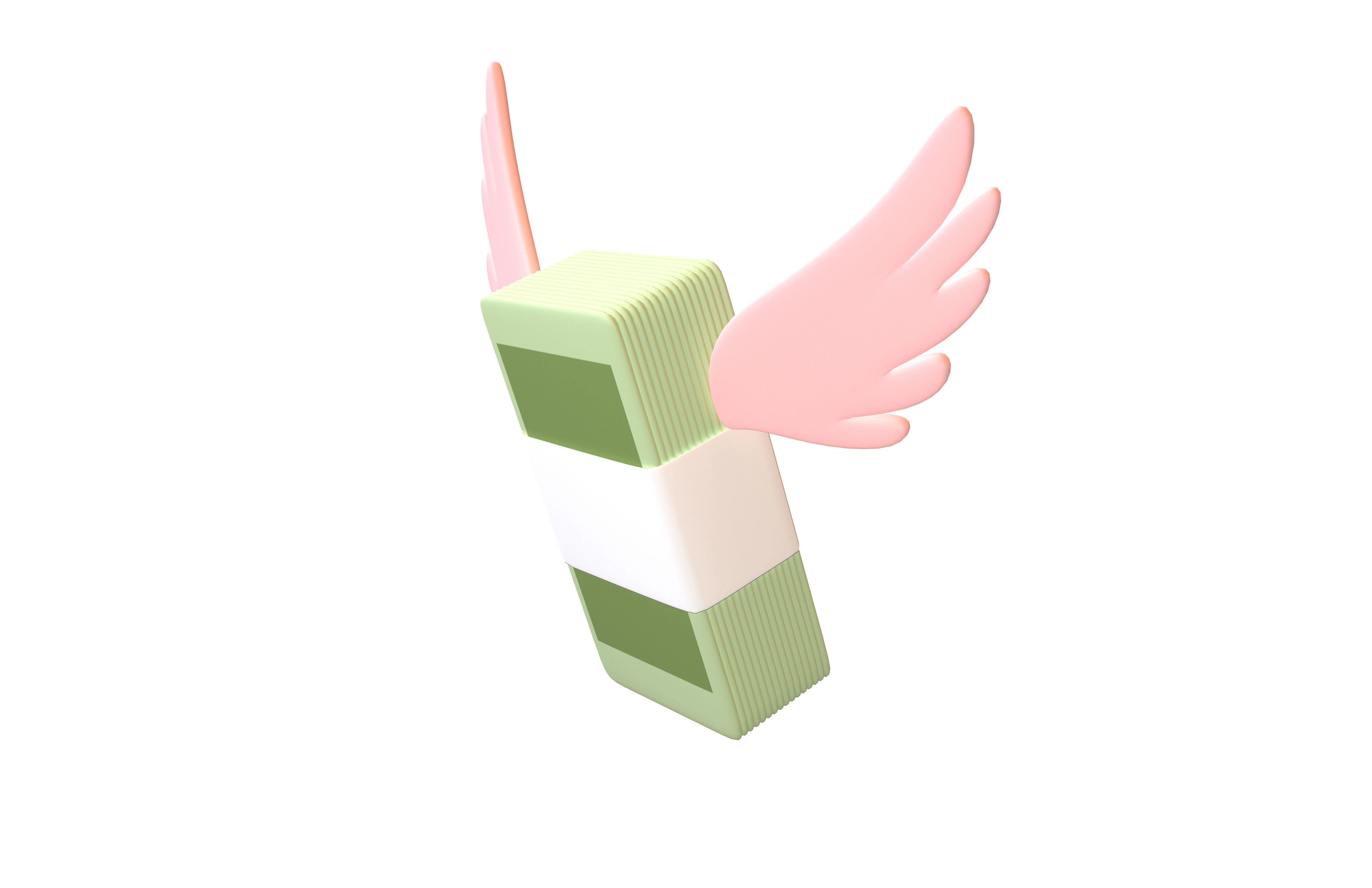 Cartoon Money With Wing V1 007 Low-poly 3D model_2