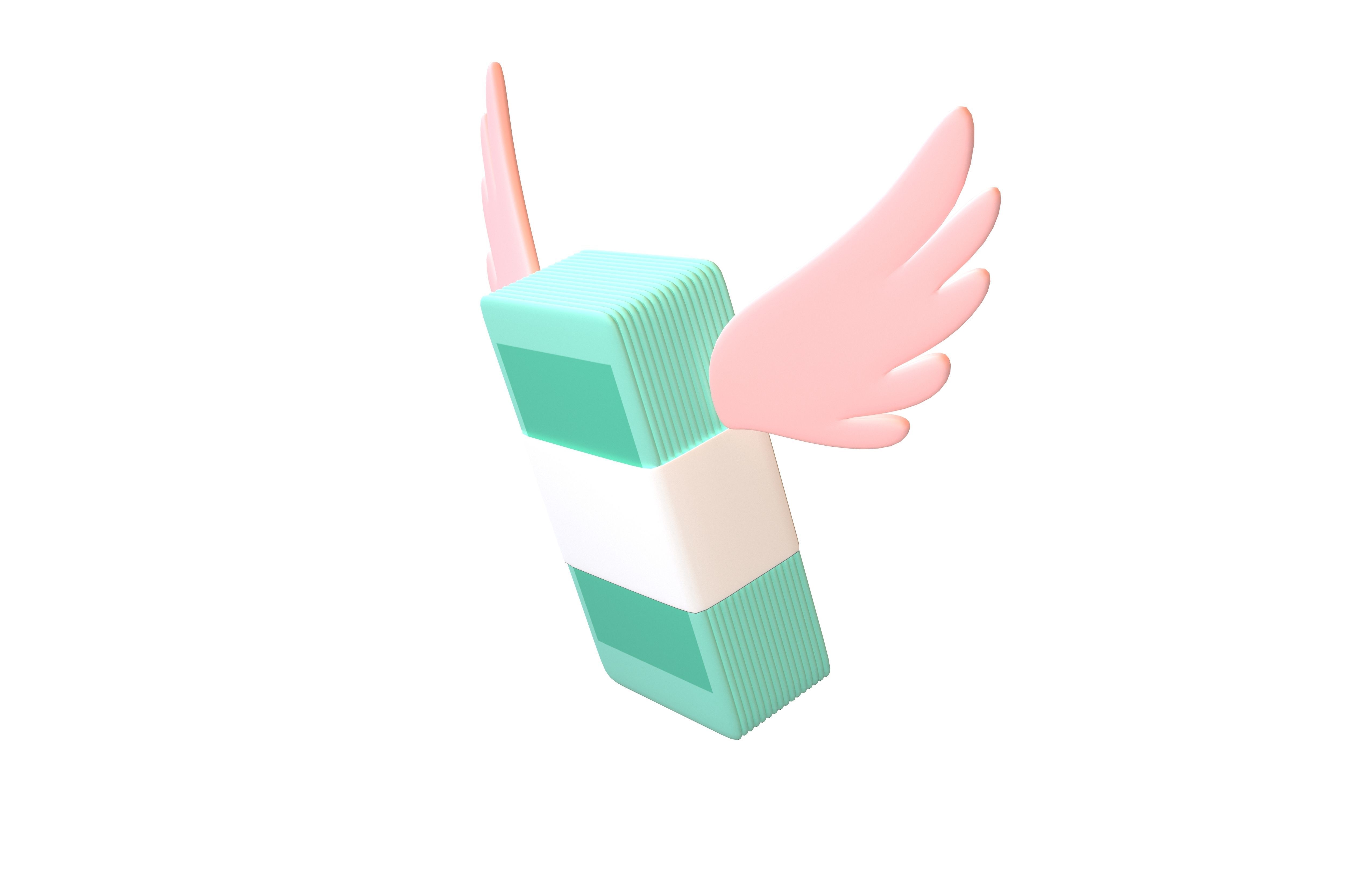 Cartoon Money With Wing V1 008 Low-poly 3D model_2