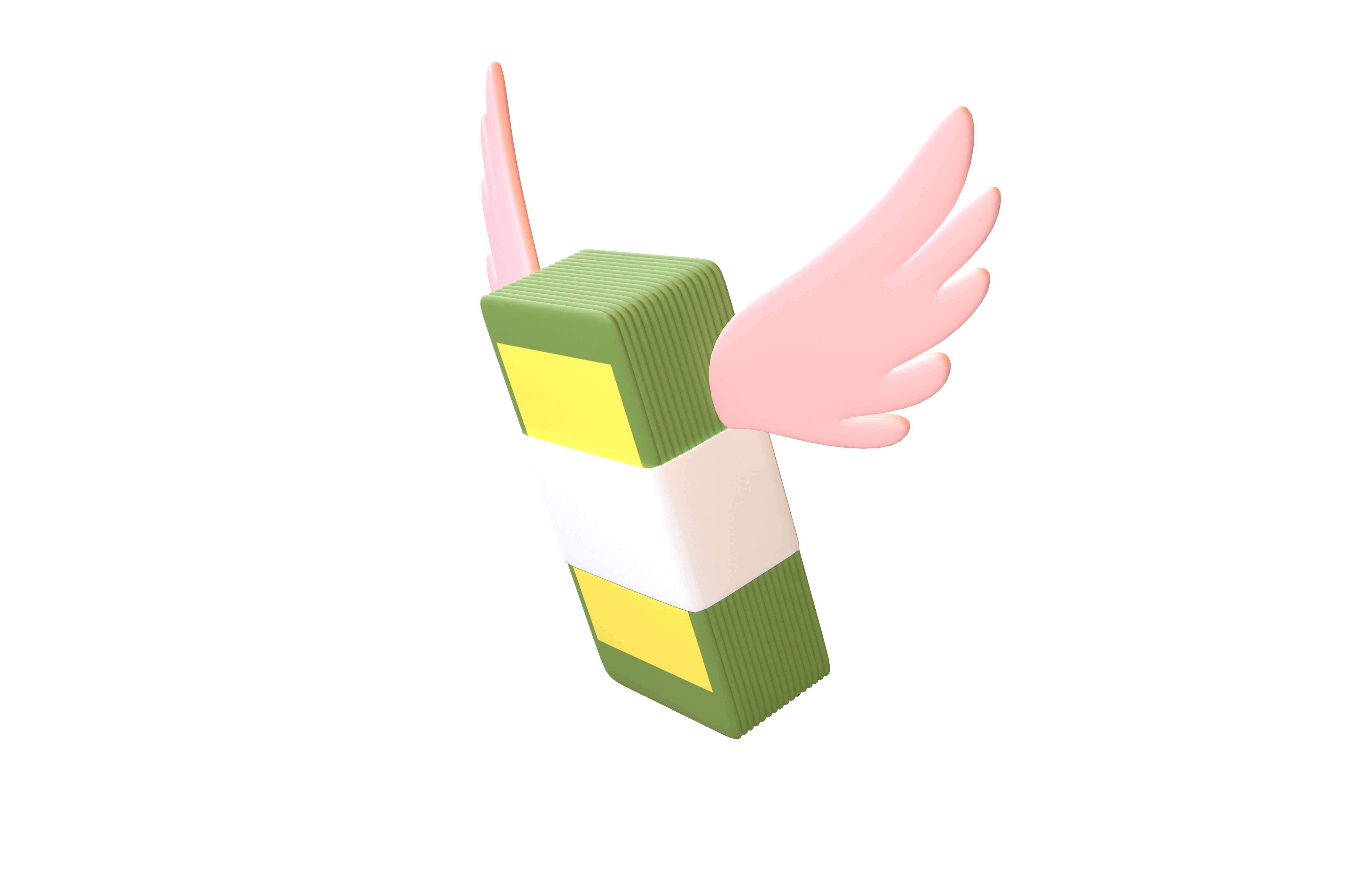 Cartoon Money With Wing V1 009 Low-poly 3D model_2