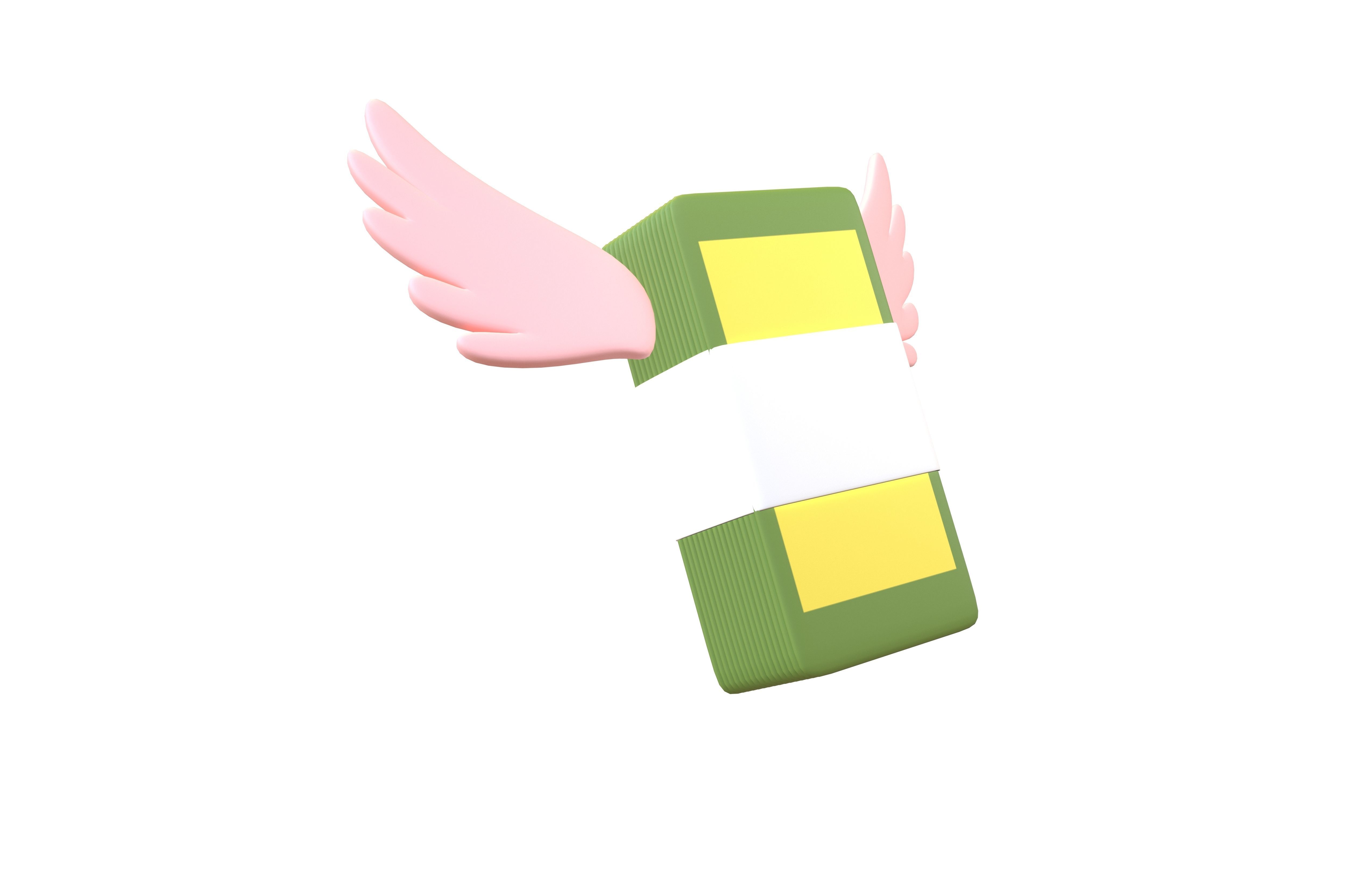 Cartoon Money With Wing V1 009 Low-poly 3D model_3