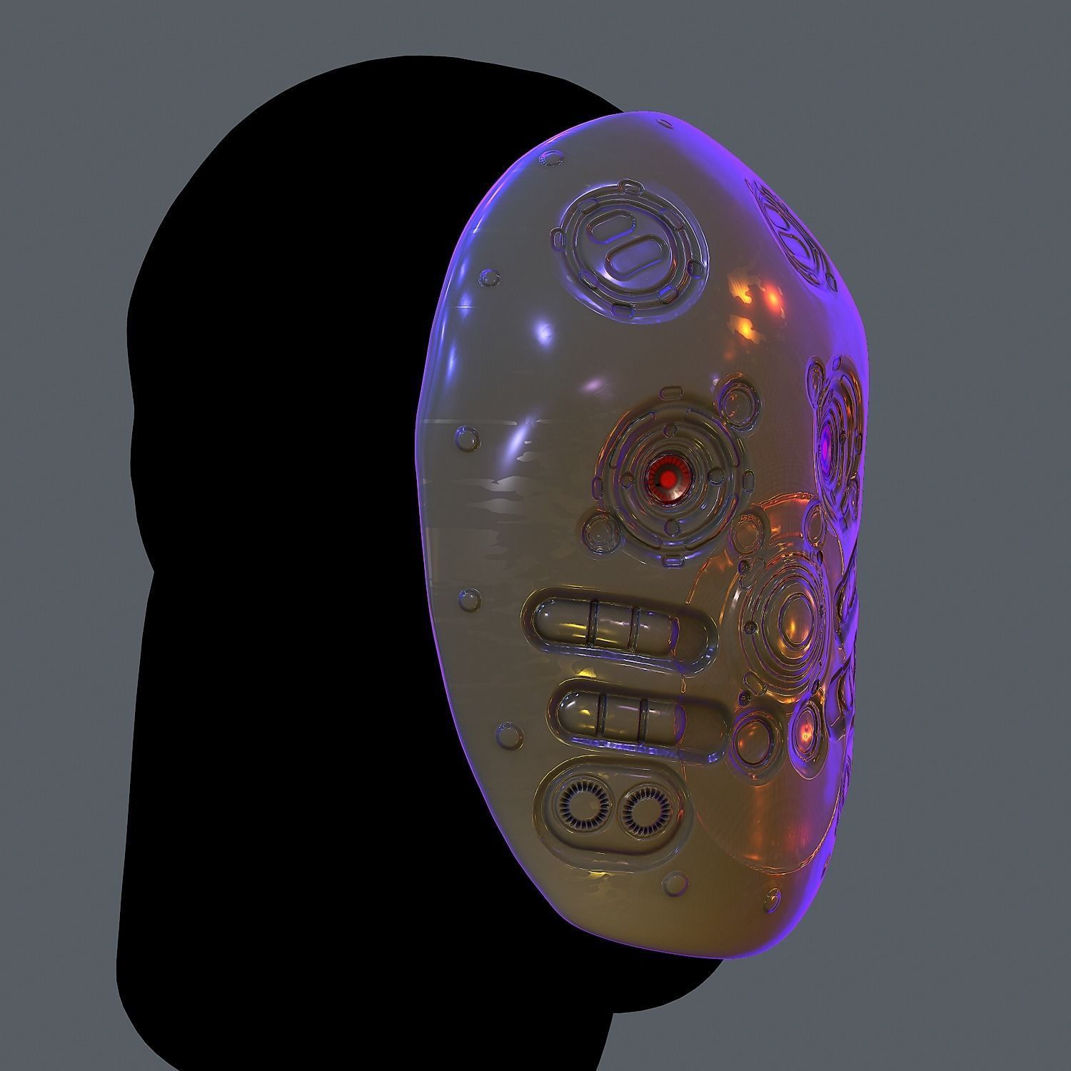 Gas mask helmet scifi Low-poly character art game space   Low-poly 3D model_4