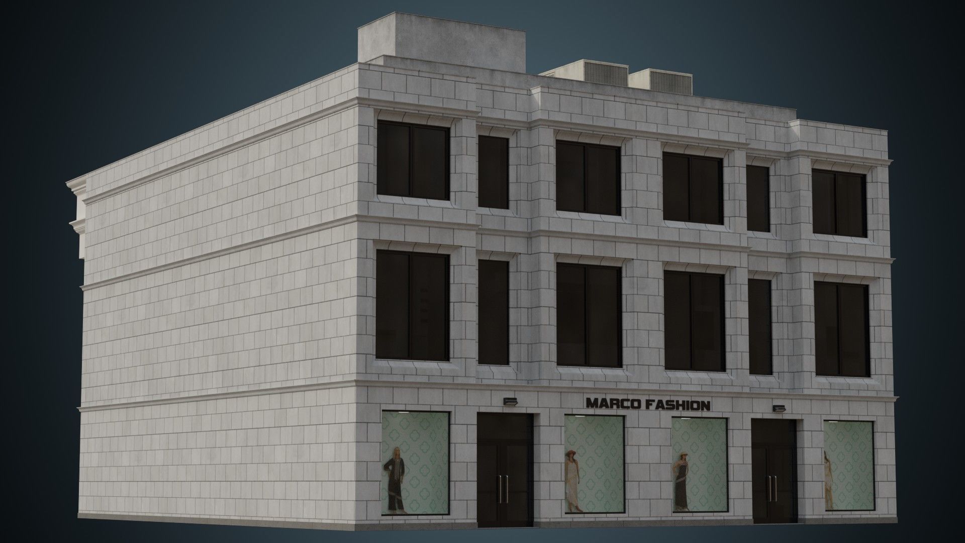 Building 28 Low-poly 3D model_3