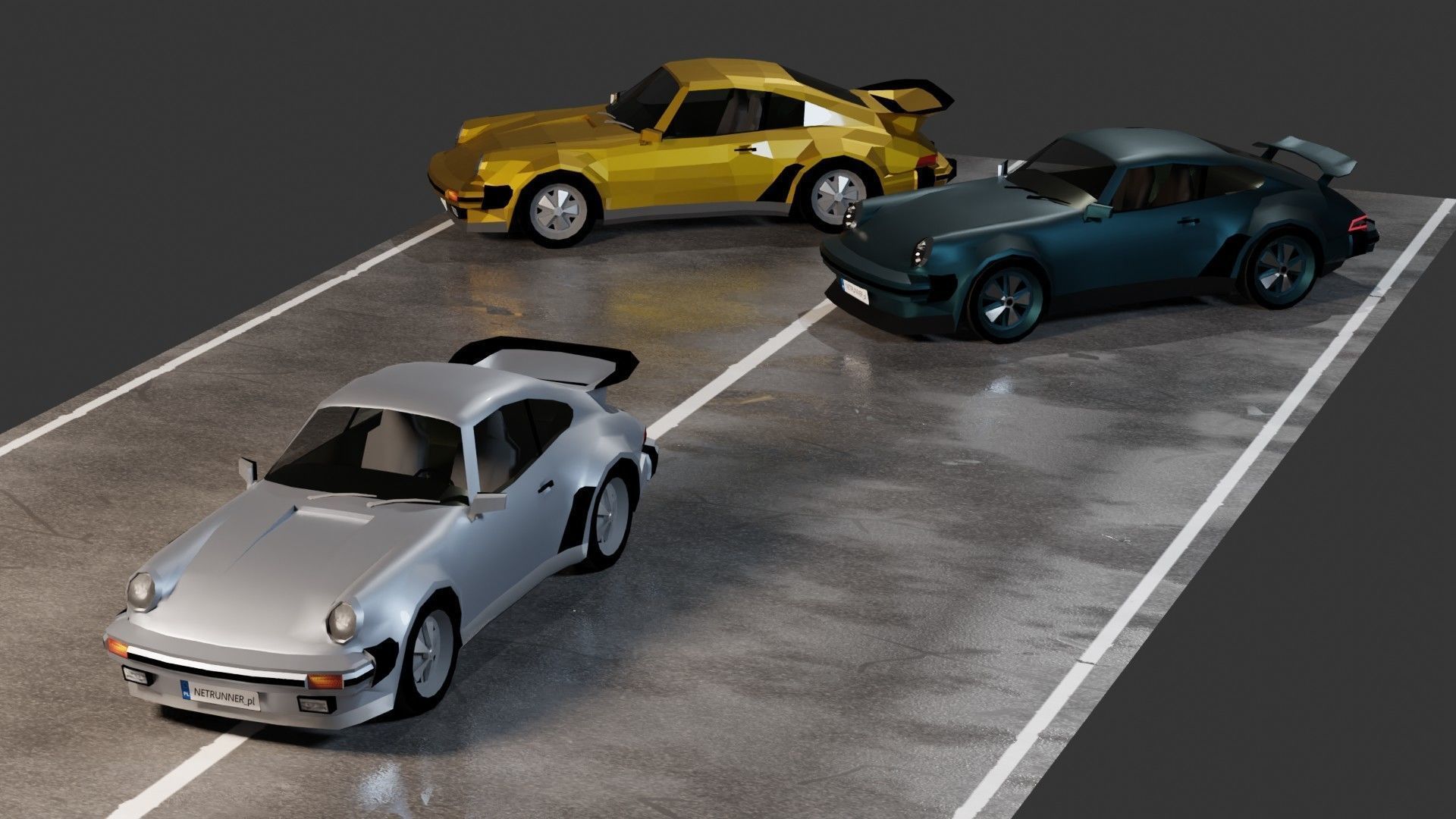 Porsche 911 2nd gen Low-poly 3D model_1