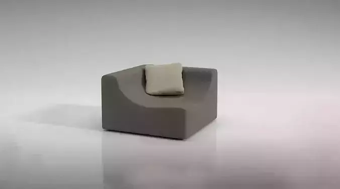 Grey Modern Sofa With Pillow 3D model