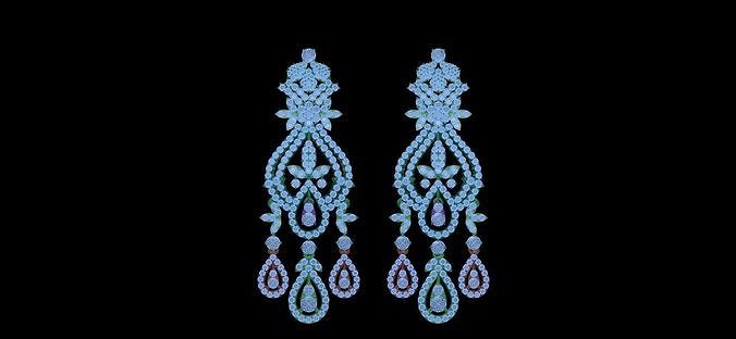 erring rhinestone drop earrings 3D print model