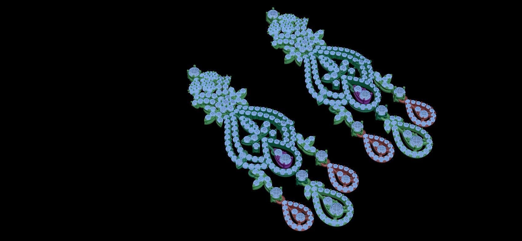 erring rhinestone drop earrings 3D print model_1