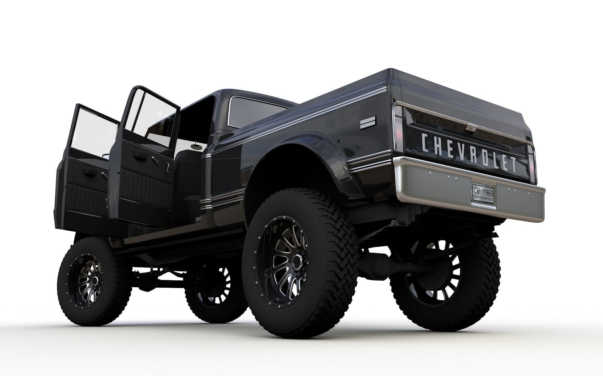 Chevy C40 Custom Pickup Truck 1969 3D model_4