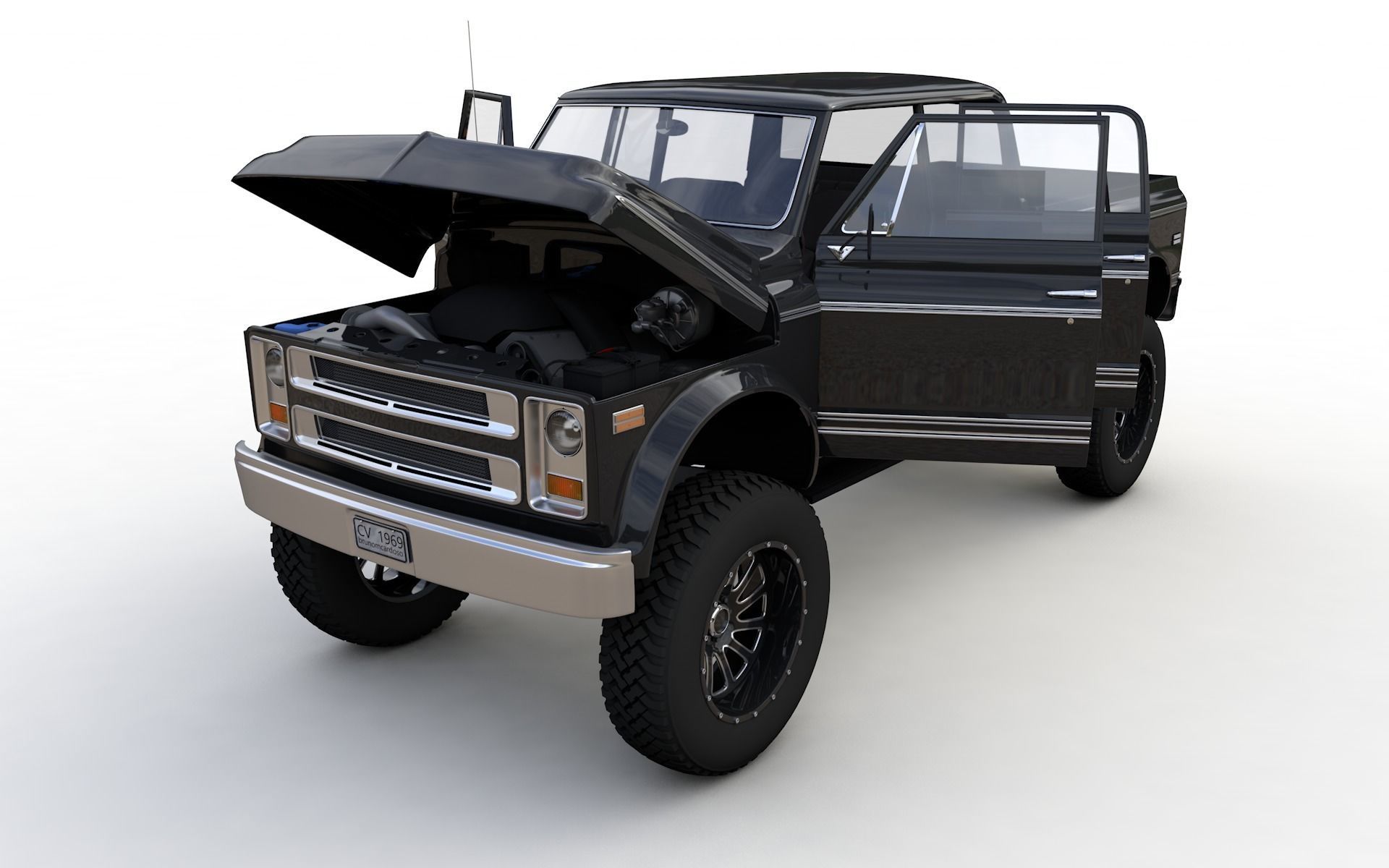 Chevy C40 Custom Pickup Truck 1969 3D model_1