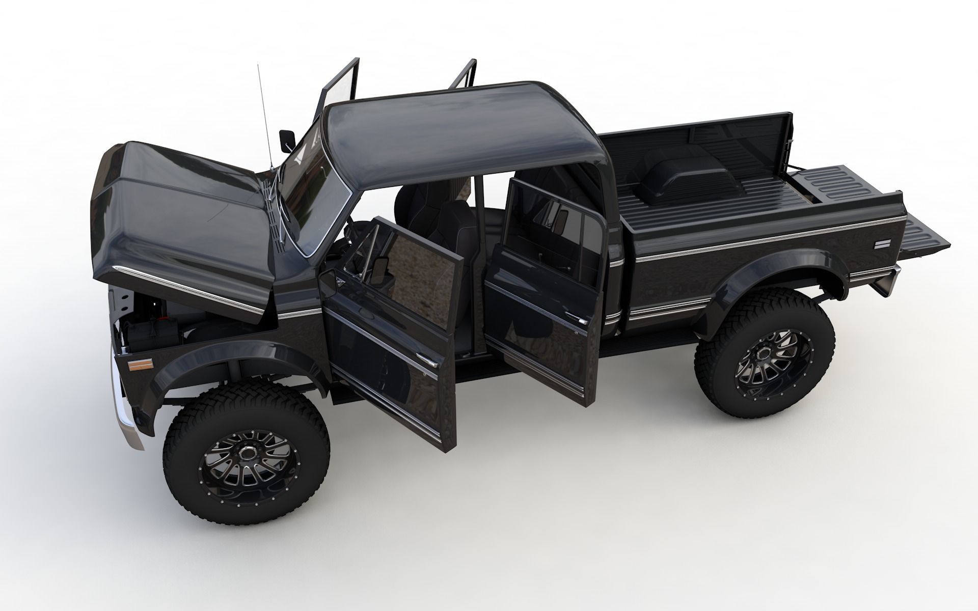 Chevy C40 Custom Pickup Truck 1969 3D model_6