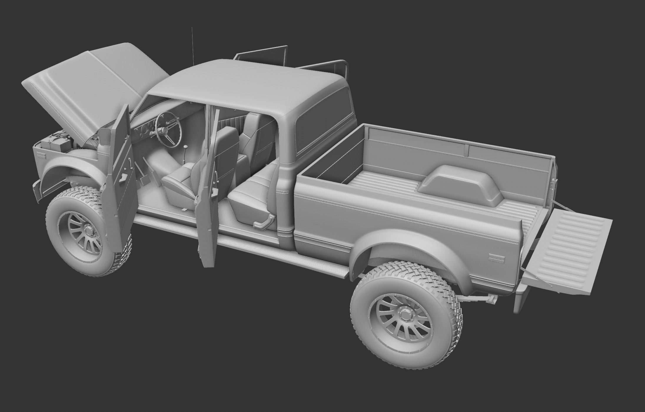 Chevy C40 Custom Pickup Truck 1969 3D model_20