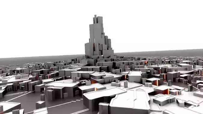 Greeble City 02 3D Animated Sequence Low-poly 3D model
