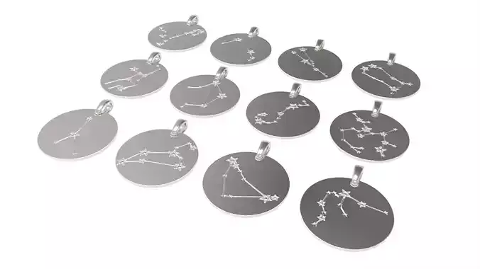 constellation set of zodiac pendants