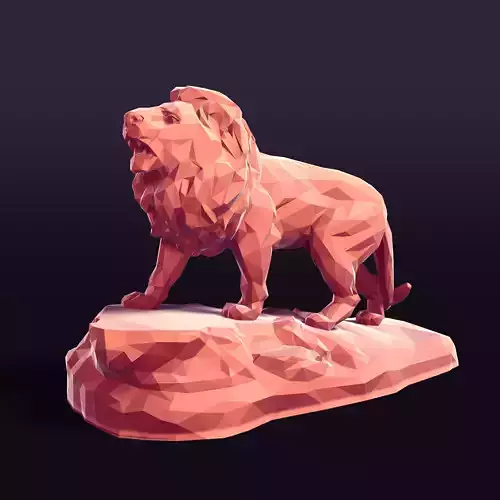 3D Printable Model Polygonal Lion Statue