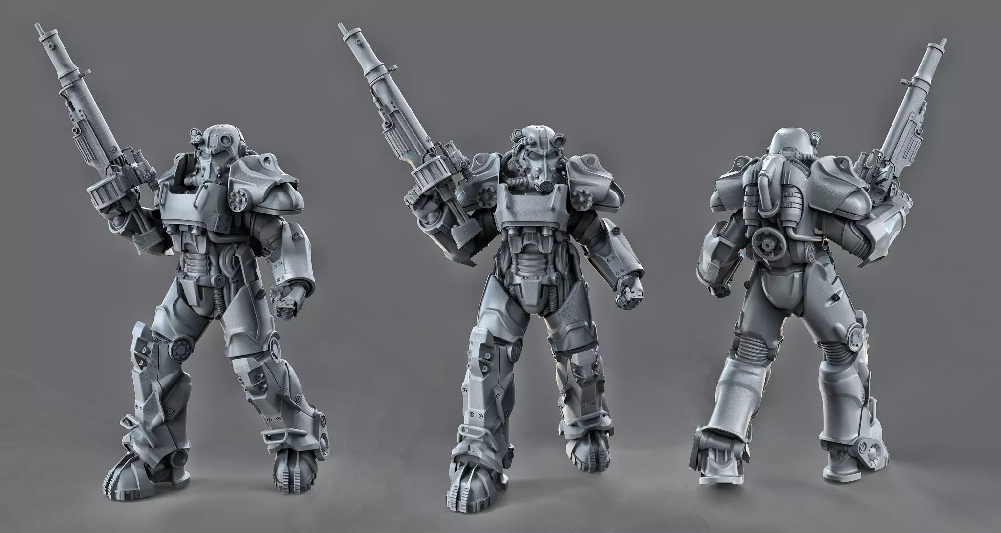 T60 Power Armor 3D Printable 75mm and 100mm 3D print model