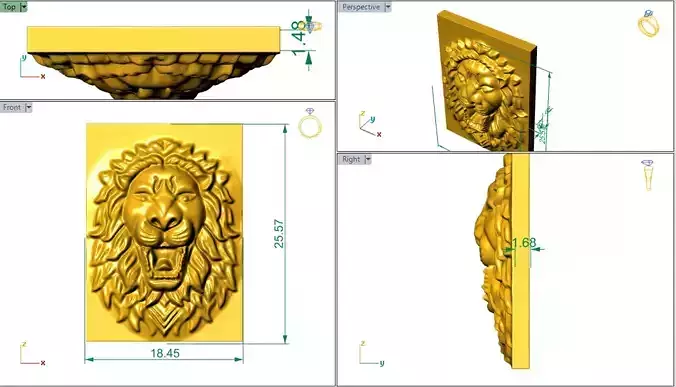 lion face for pendant and rings 3D print model