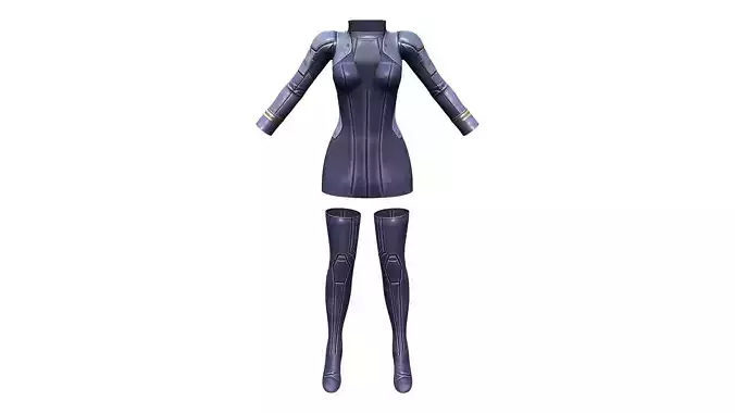 Sci-fi Officer Scientist Secretary Outfit Low-poly 3D model