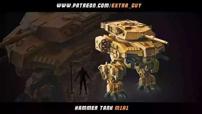 Hammertank M1A1 Tank Mech 3d Printable 50mm and 75mm