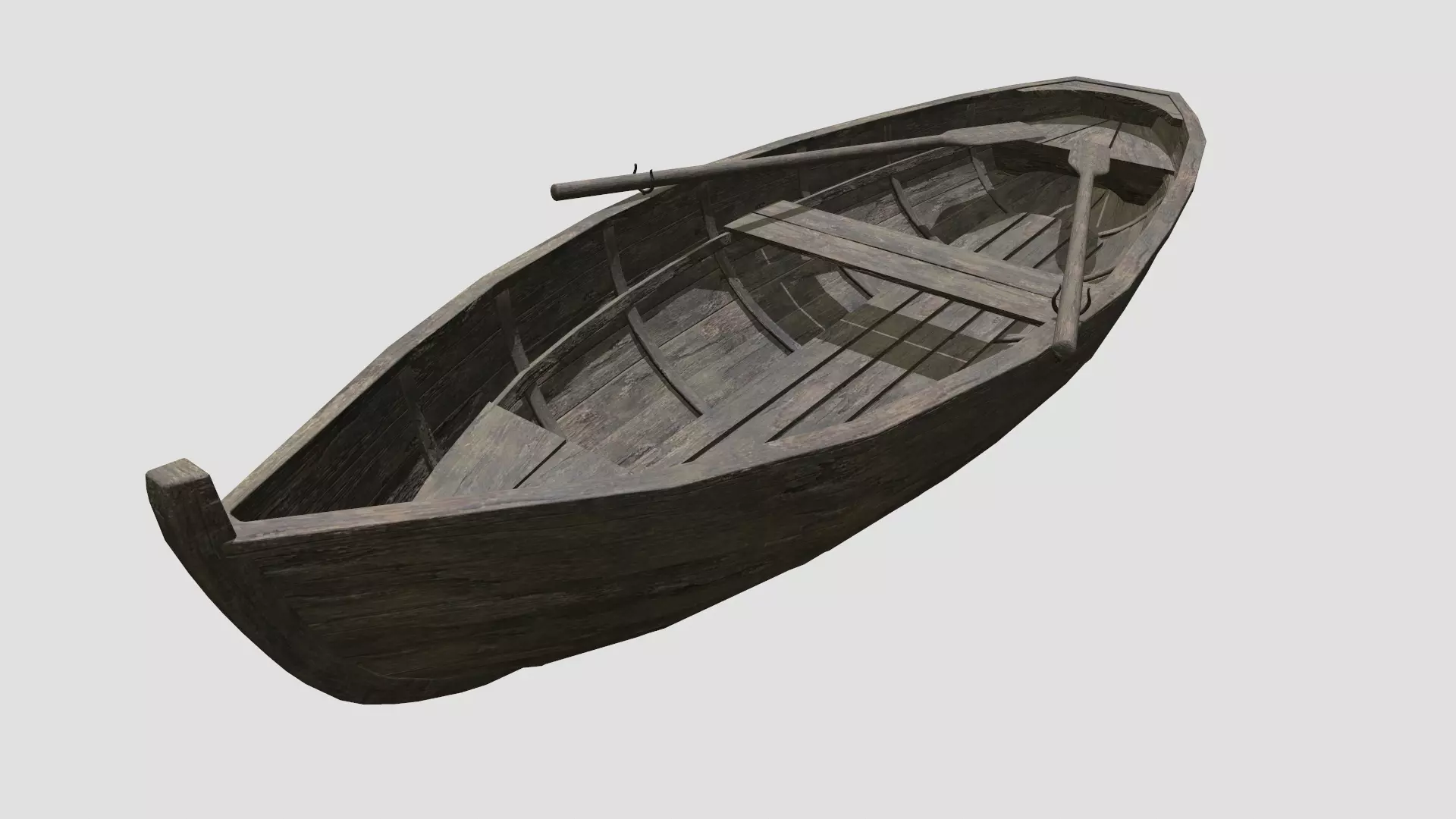  Old Row Boat Low-poly 3D model_0