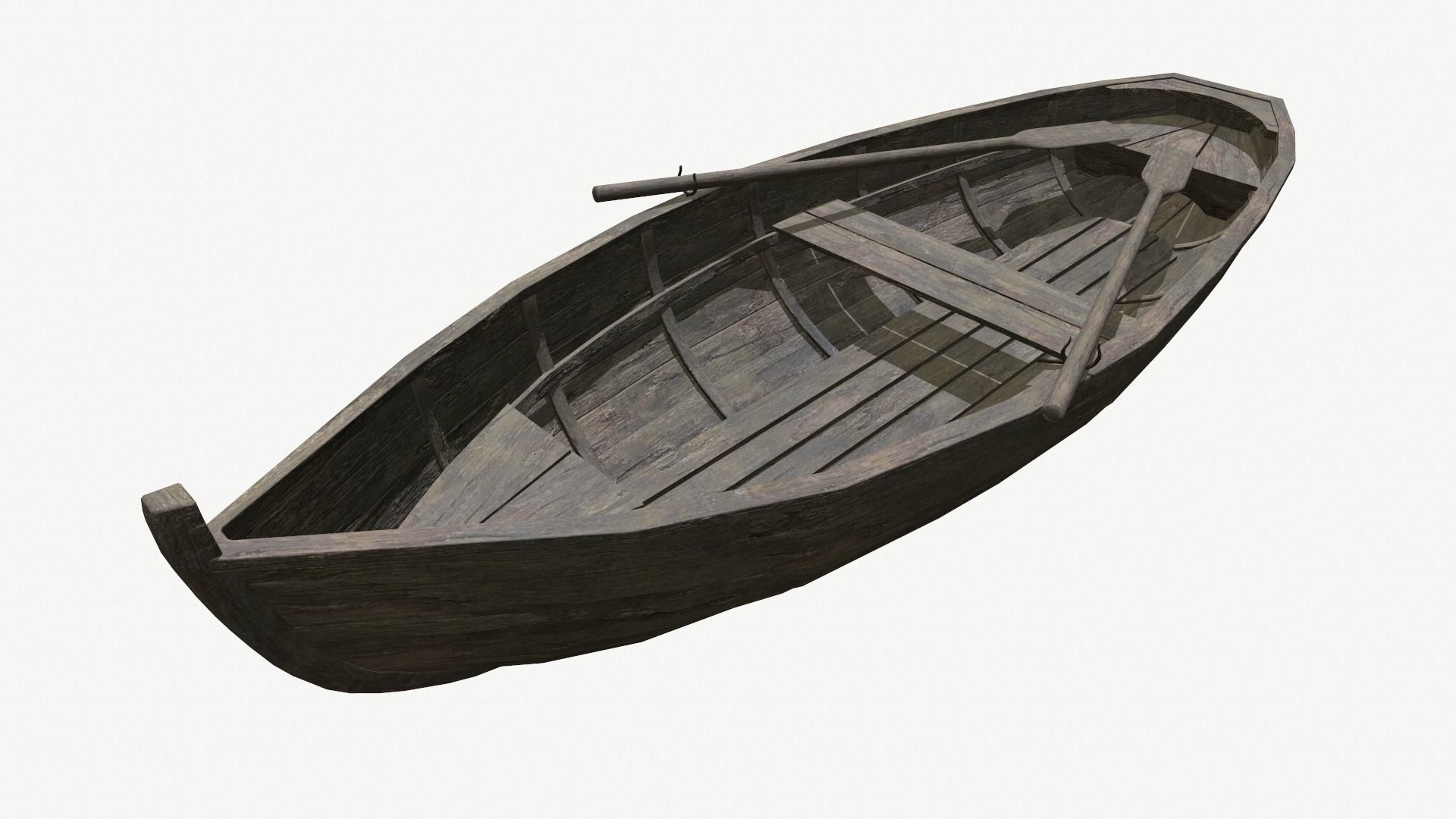  Old Row Boat Low-poly 3D model_14