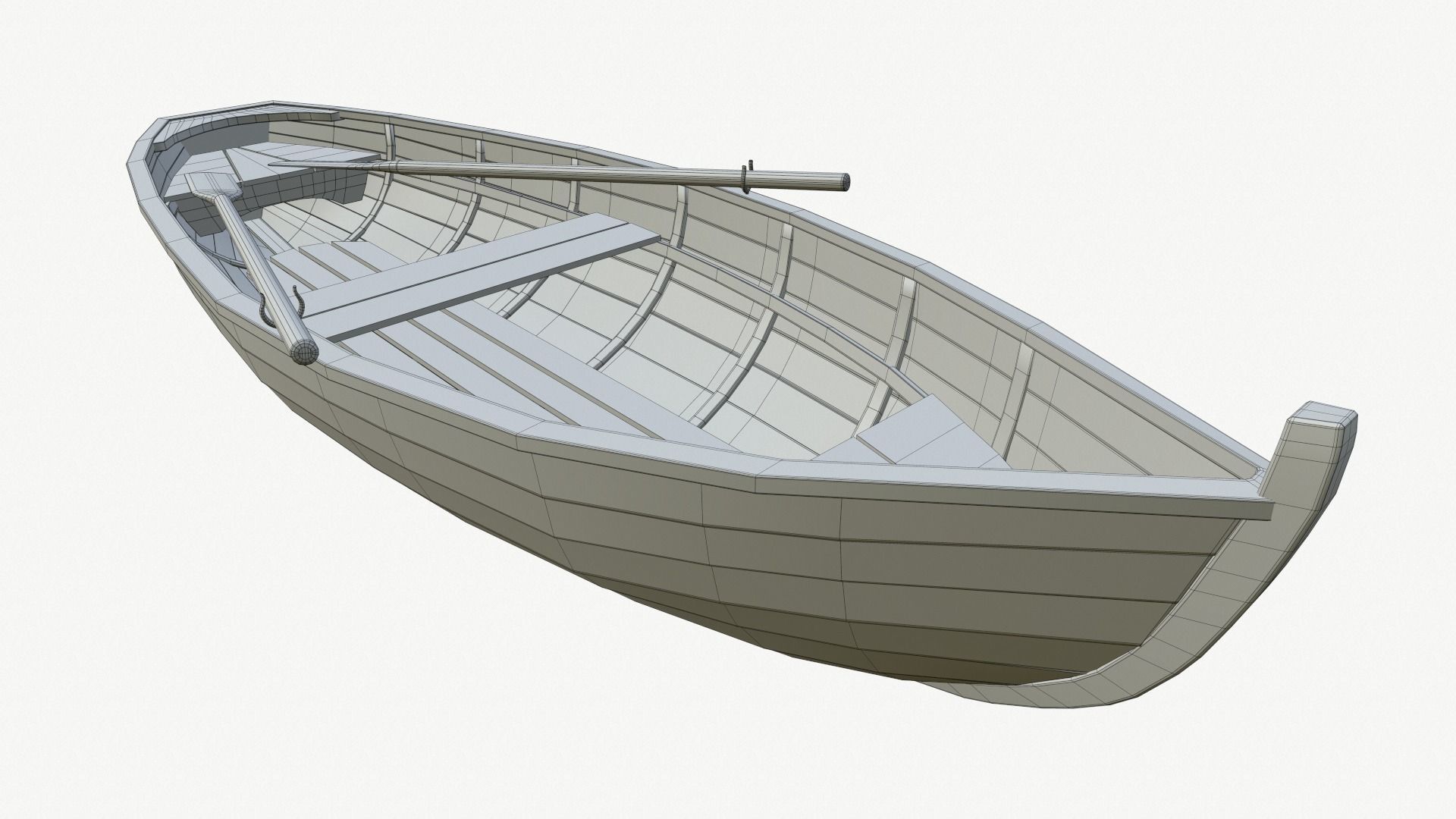  Old Row Boat Low-poly 3D model_16