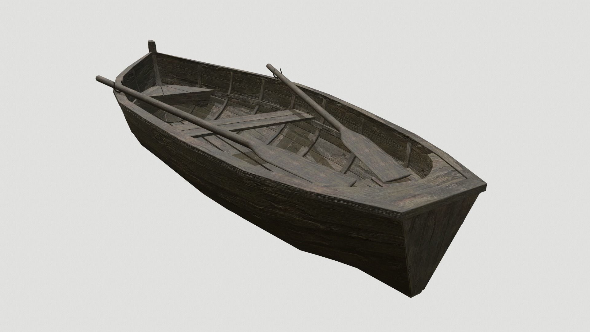  Old Row Boat Low-poly 3D model_3
