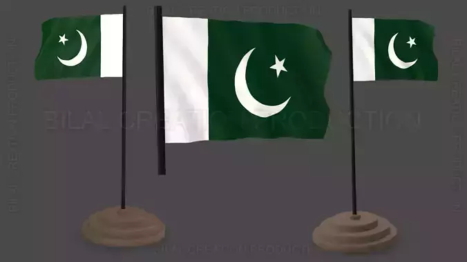 Animated Pakistan Flag FREE Low-poly 3D model