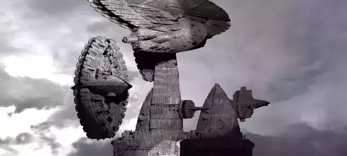 Aztec Ancient Temple Ship Monolith Kit bash 3D model