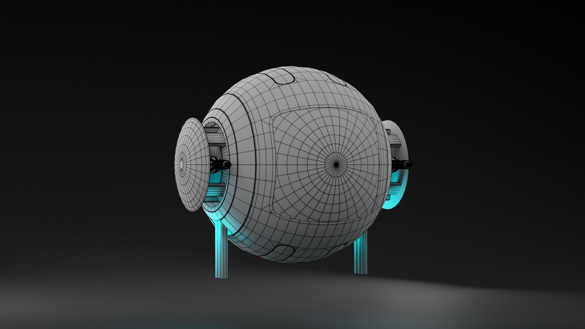 S-Bot lowpoly futuristic spaceship Low-poly 3D model_7