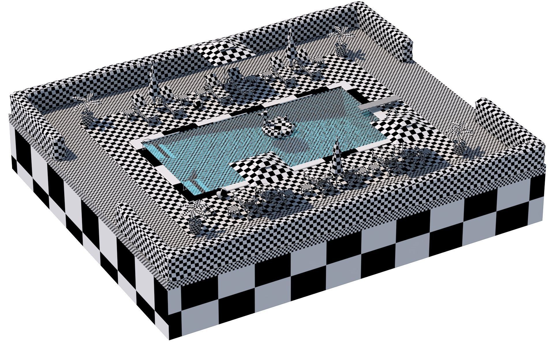 Low Poly Swimming Pool Low-poly 3D model_18