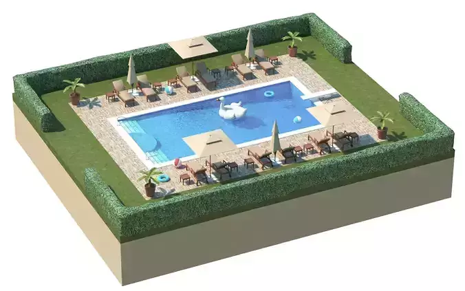 Low Poly Swimming Pool Low-poly 3D model